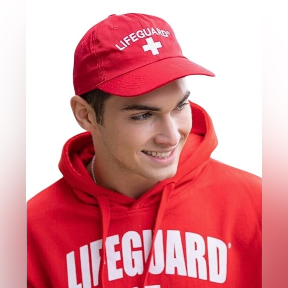 Newhattan Lifeguard Baseball Cap Hat Red Adult OSFA Adjustable Embroidered NWOT